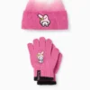 My Melody - set - knitted hat and gloves - 2 piece pink
