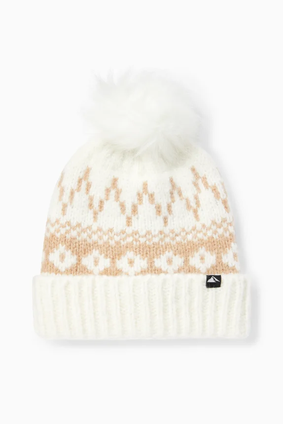 Pom-pom ski hat - patterned cremewhite
