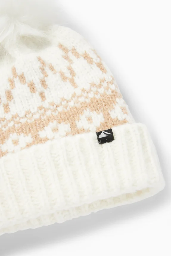 Pom-pom ski hat - patterned cremewhite