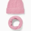 Set - hat and snood - 2 piece rose