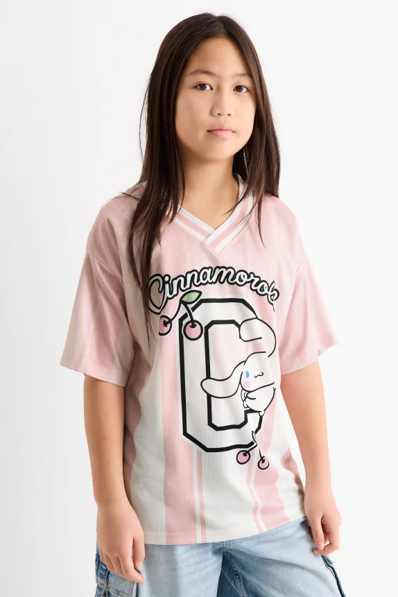 Cinnamoroll - short sleeve T-shirt - striped rose