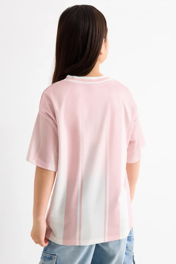 Cinnamoroll - short sleeve T-shirt - striped rose