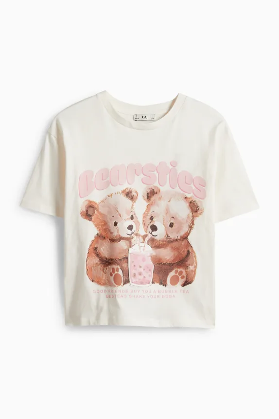 Teddy bear - short sleeve T-shirt creme