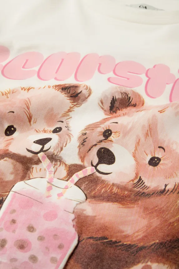 Teddy bear - short sleeve T-shirt creme