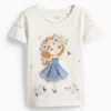 Girl and flowers - short sleeve T-shirt - shiny cremewhite