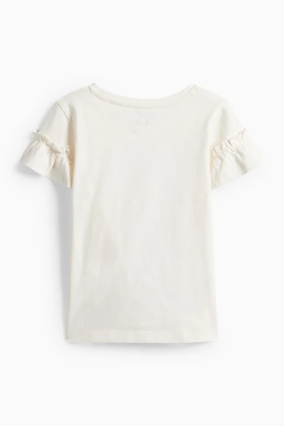 Girl and flowers - short sleeve T-shirt - shiny cremewhite