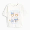 Cat - short sleeve T shirt white / blue