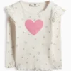 Long sleeve top - ribbed - shiny - patterned cremewhite