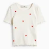 Heart - short sleeve T-shirt - ribbed cremewhite