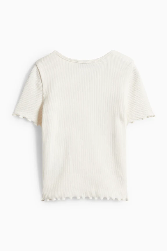 Heart - short sleeve T-shirt - ribbed cremewhite