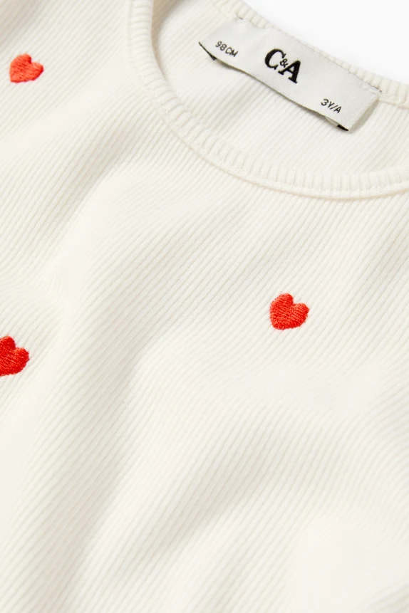 Heart - short sleeve T-shirt - ribbed cremewhite