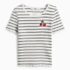 Cherry - short sleeve T-shirt - ribbed - striped white