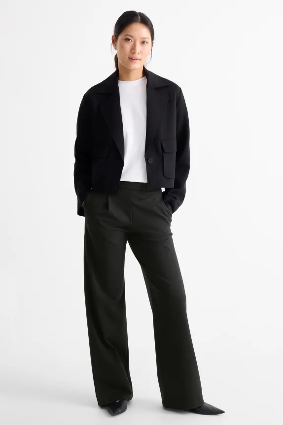 Business trousers - high waist - wide leg black
