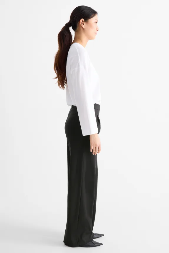 Business trousers - high waist - wide leg black