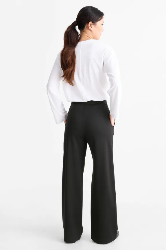 Business trousers - high waist - wide leg black