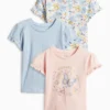 Multipack of 3 - flowers and butterfly - short sleeve T-shirt rose / light blue