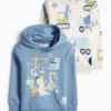 Multipack of 2 - dino and construction site - hoodie and sweatshirt blue