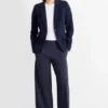 Business trousers - high waist - wide leg dark blue
