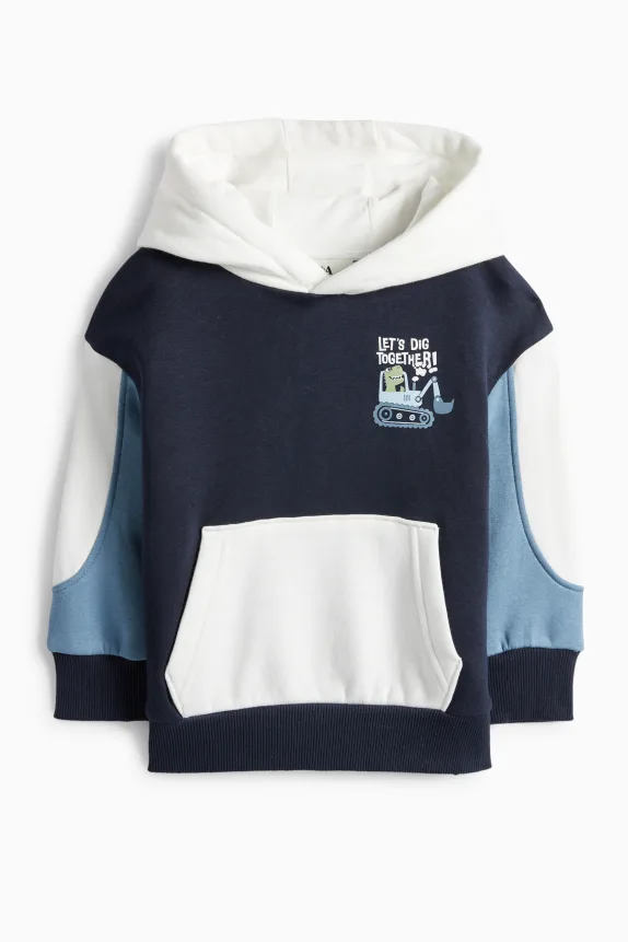 Dino and digger - hoodie dark blue