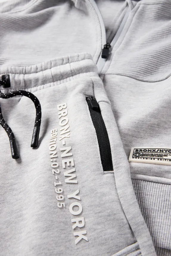New York - set - zip-through hoodie and joggers light gray