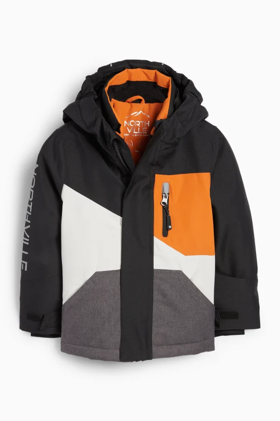 Ski jacket with hood - waterproof black