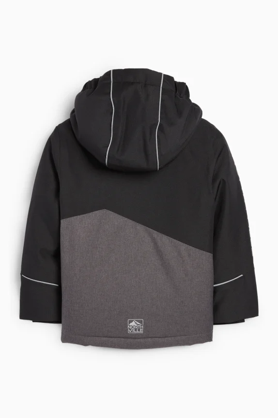 Ski jacket with hood - waterproof black