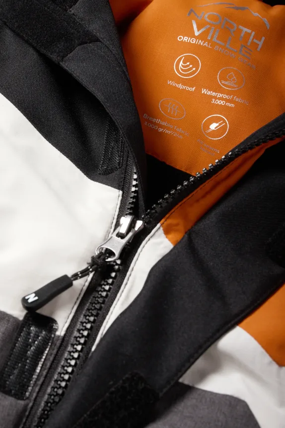 Ski jacket with hood - waterproof black