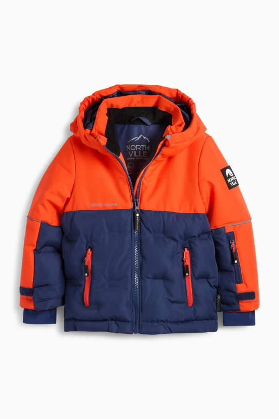 Ski jacket with hood - waterproof orange