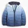 Quilted jacket with hood - water-repellent - patterned blue