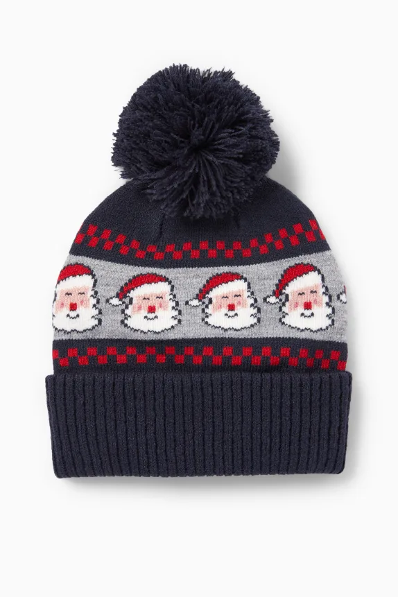 Santa - Christmas pom-pom hat dark blue