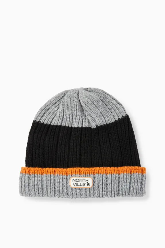 Ski hat - ribbed black / gray