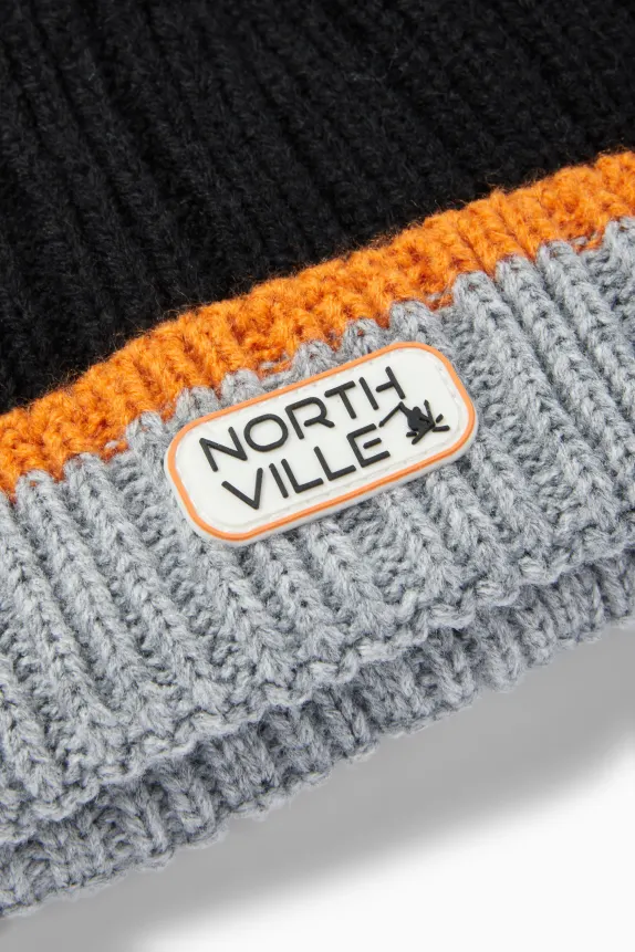 Ski hat - ribbed black / gray