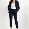 Business trousers - mid-rise waist - slim fit dark blue