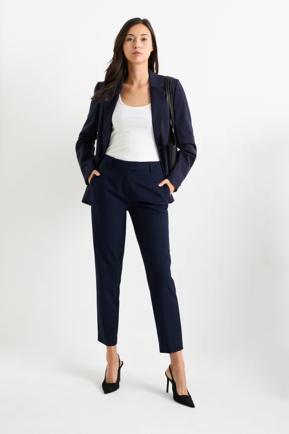Business trousers - mid-rise waist - slim fit dark blue