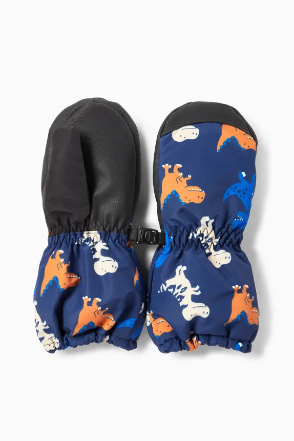 Dinosaur - ski gloves dark blue