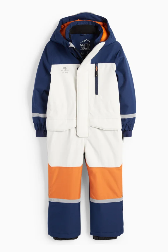 Ski suit with hood - waterproof dark blue