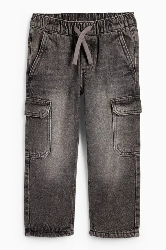 Cargo jeans - thermal jeans denim-gray