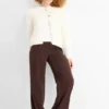 Corduroy trousers - high waist - wide leg dark brown