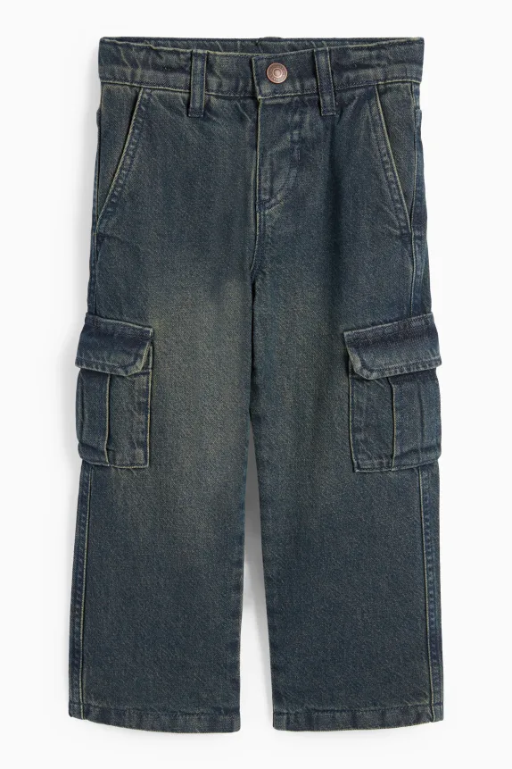 Cargo jeans - thermal jeans denim-blue gray