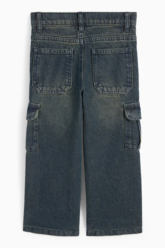 Cargo jeans - thermal jeans denim-blue gray