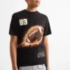 Football - short sleeve T-shirt black
