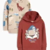 Multipack of 2 - tiger and dino - hoodie and sweatshirt brown