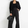Business trousers - high waist - wide leg black