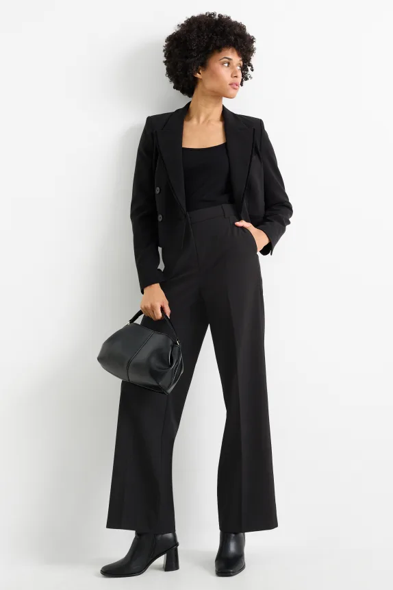 Business trousers - high waist - wide leg black