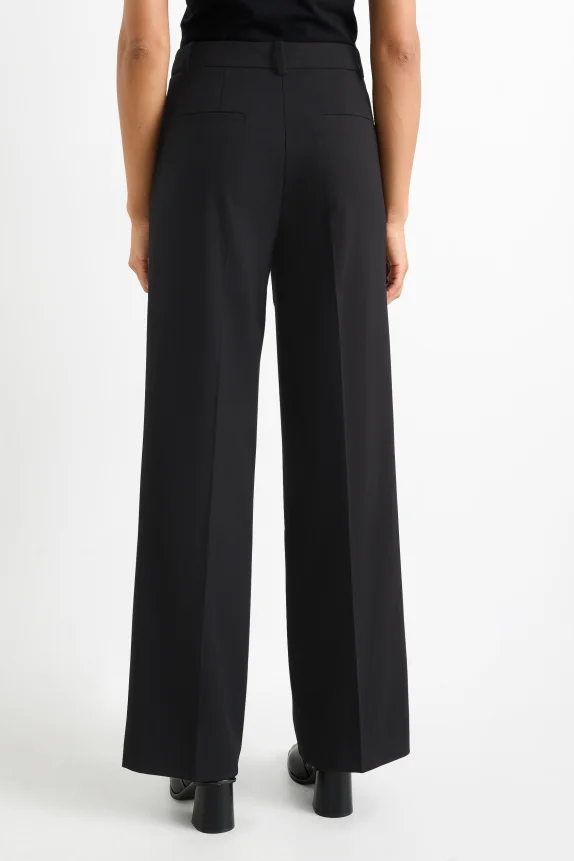 Business trousers - high waist - wide leg black