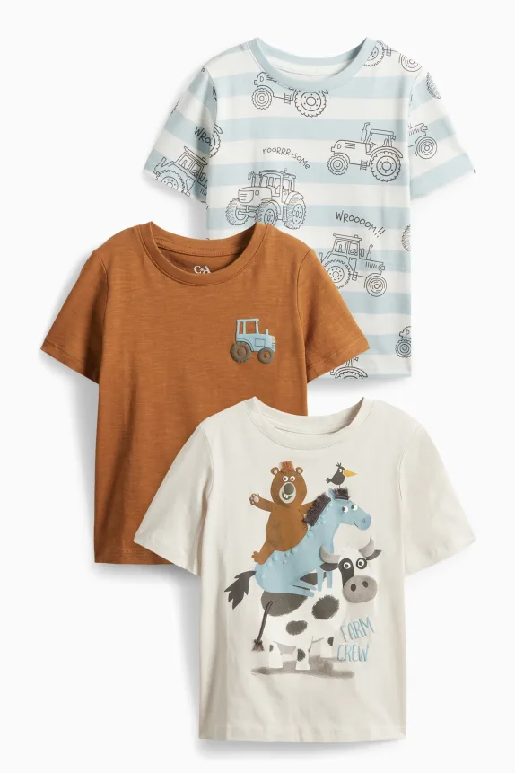 Multipack of 3 - tractor - short sleeve T-shirt light beige