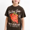 Pizza - short sleeve T-shirt dark brown