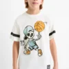 Basketball and skeleton - short sleeve T-shirt white