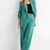 Business trousers - mid-rise waist - wide leg turquoise