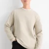Long sleeve top - regular fit - ribbed light beige